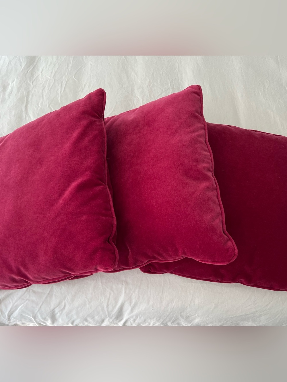 Plush Velvet Throw Pillows in Deep Raspberry